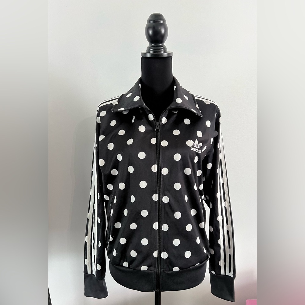 *RARE* ADIDAS WOMEN'S TRACK JACKET DOTS ALLOVER PRINT FIREBIRD - Large